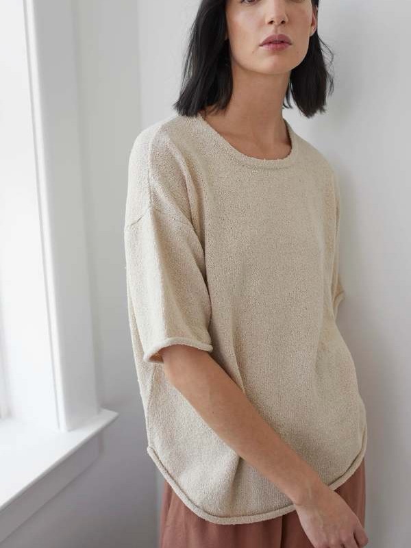 Wol Hide Boucle Tee In Almond — image 2 of 8